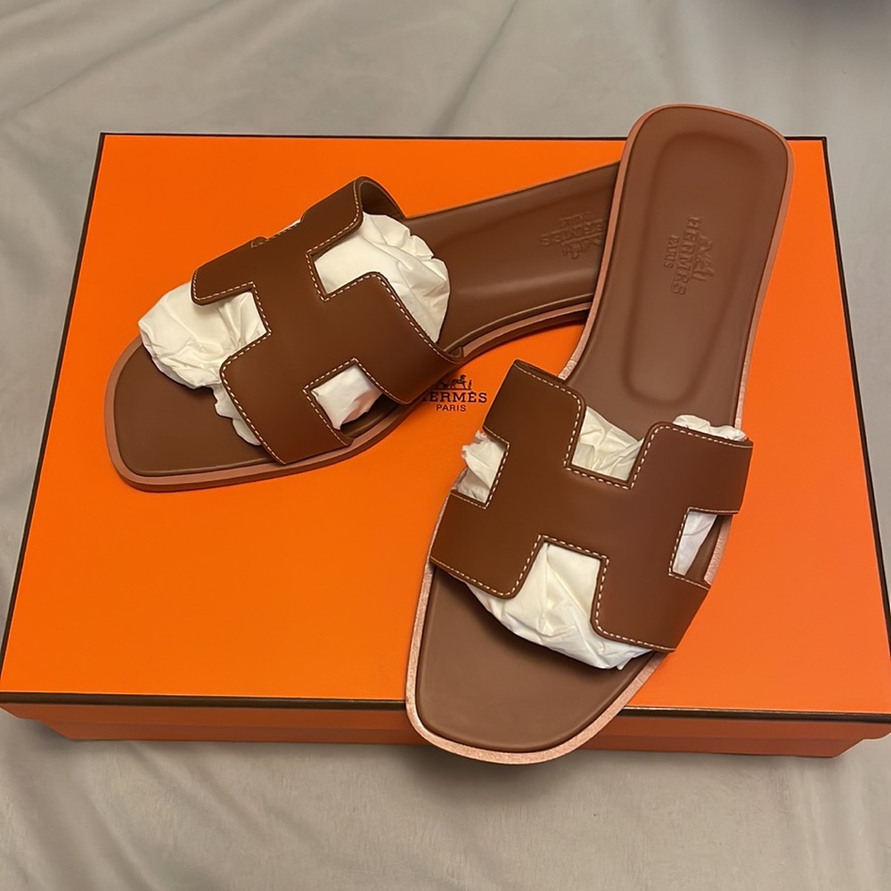 Authentic Hermes Oran leather Sandals